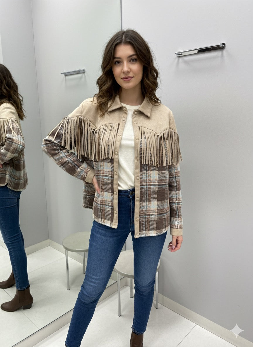 Tasseled Plaid Shirt