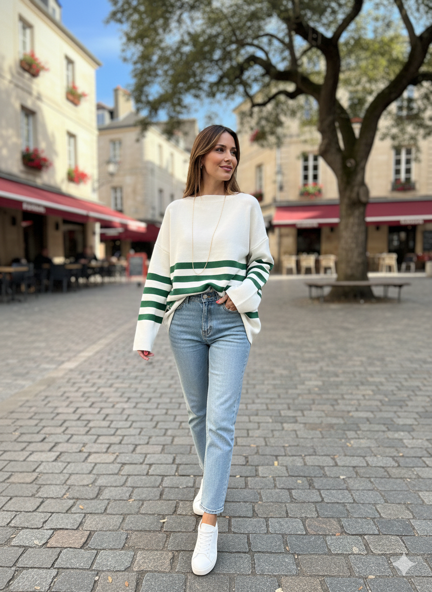 Oversize Green Lines Blouse