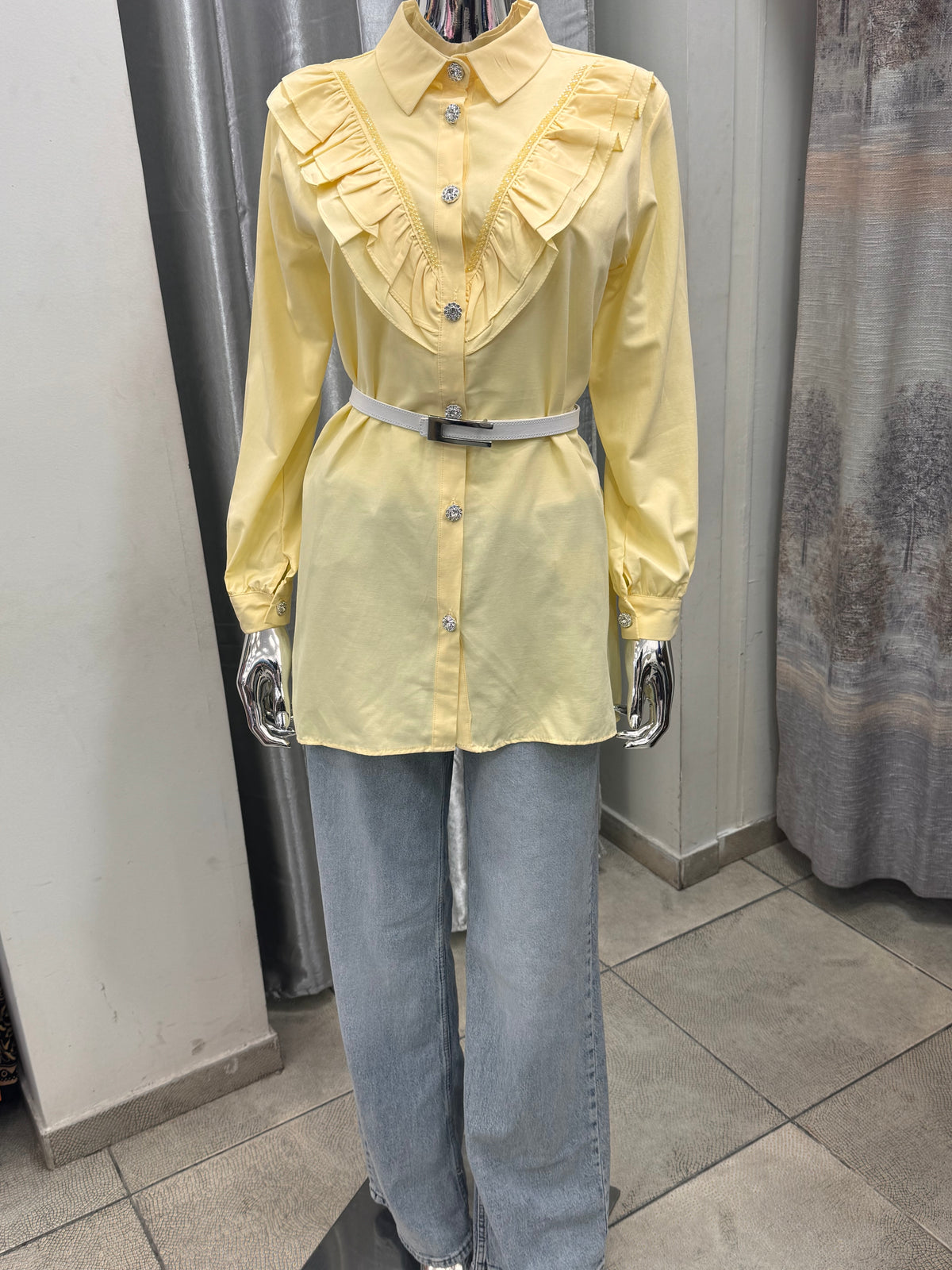 Pastel Yellow Ruffles Shirt