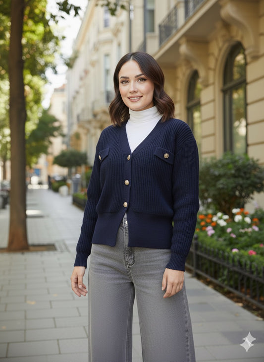 Navy Cardigan Top