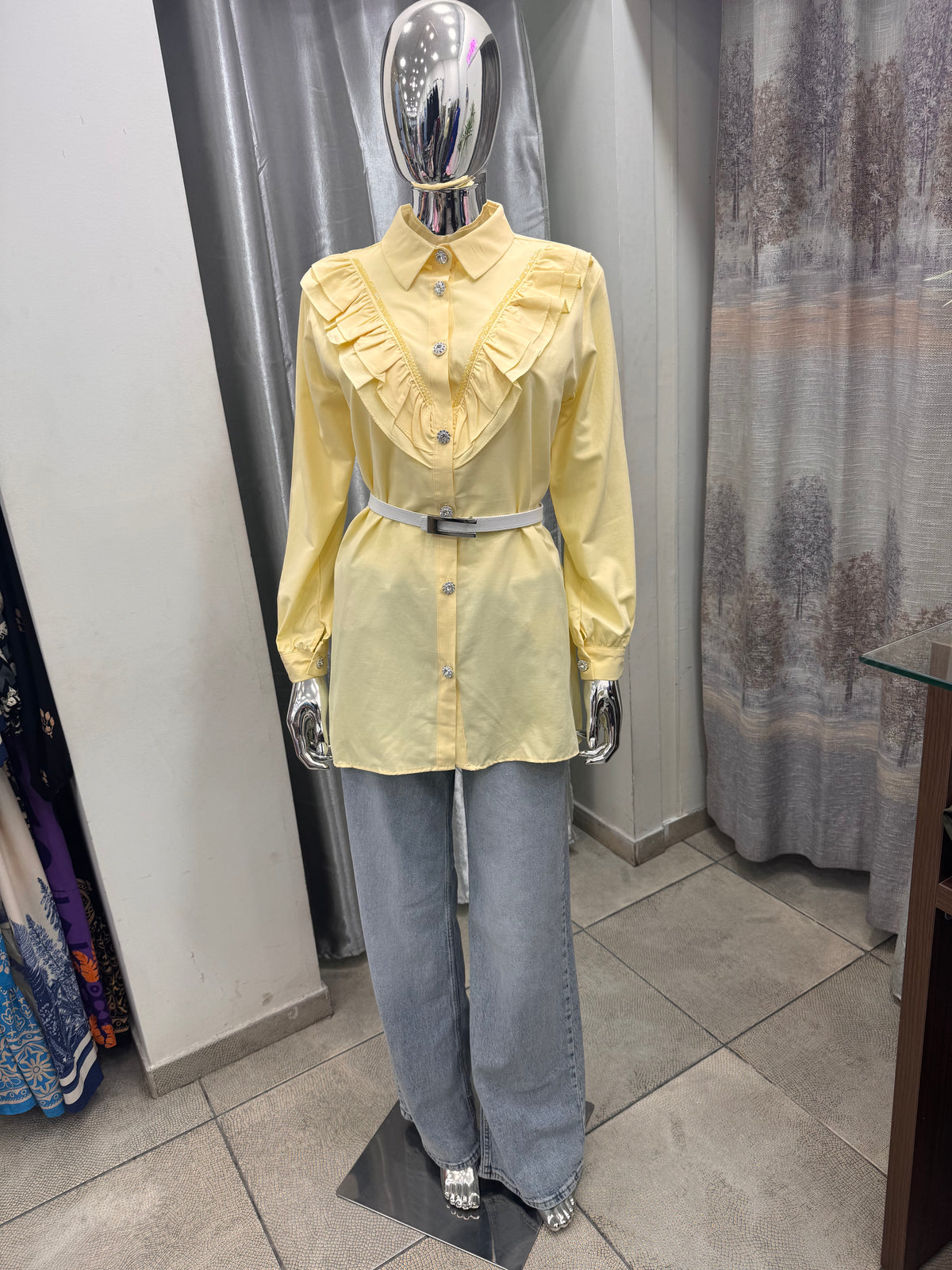 Pastel Yellow Ruffles Shirt