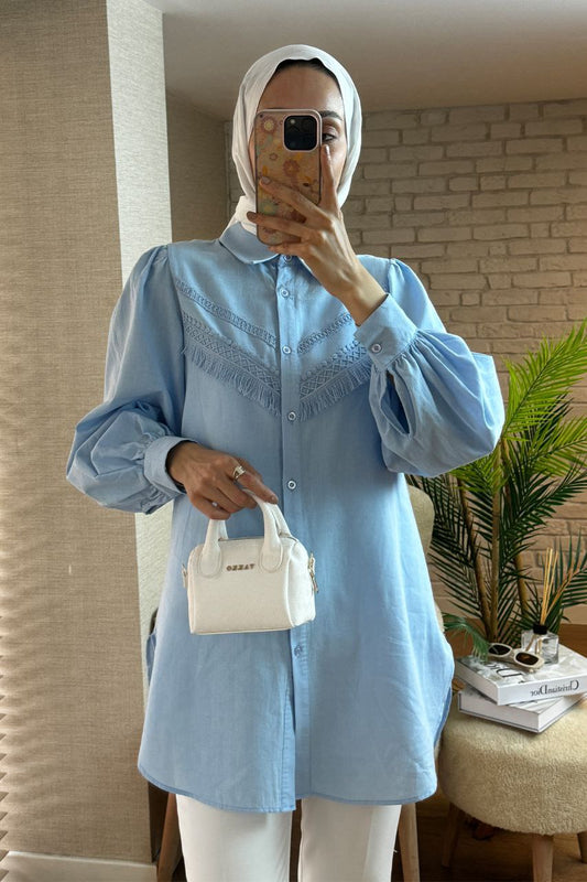 Blue Softly Detailed Shirt