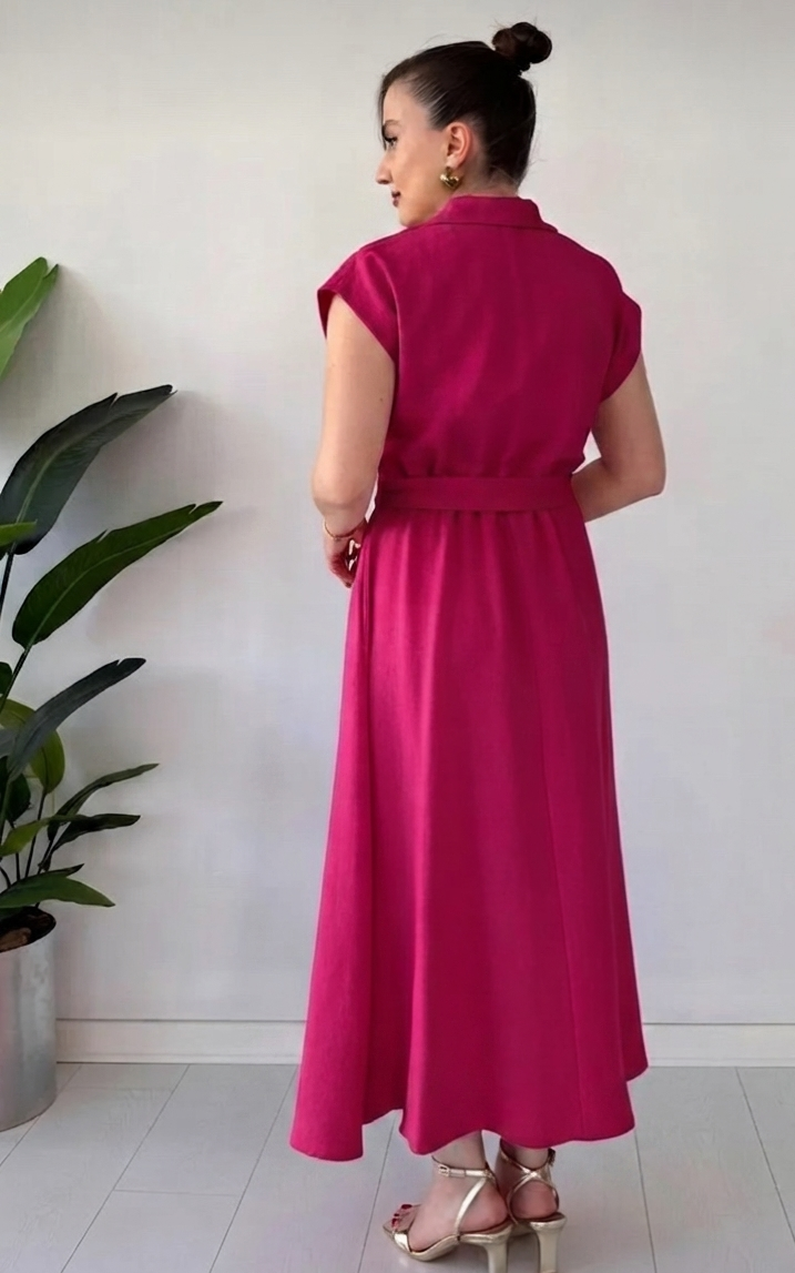 Fuchsia Linen Dress
