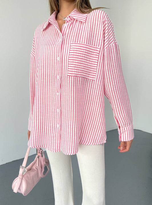 Linen Pink Lines Shirt
