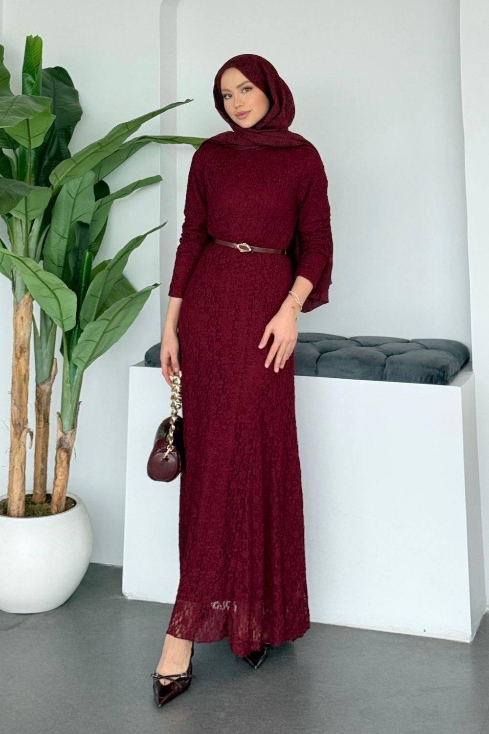 Burgundy Dentelle Dress