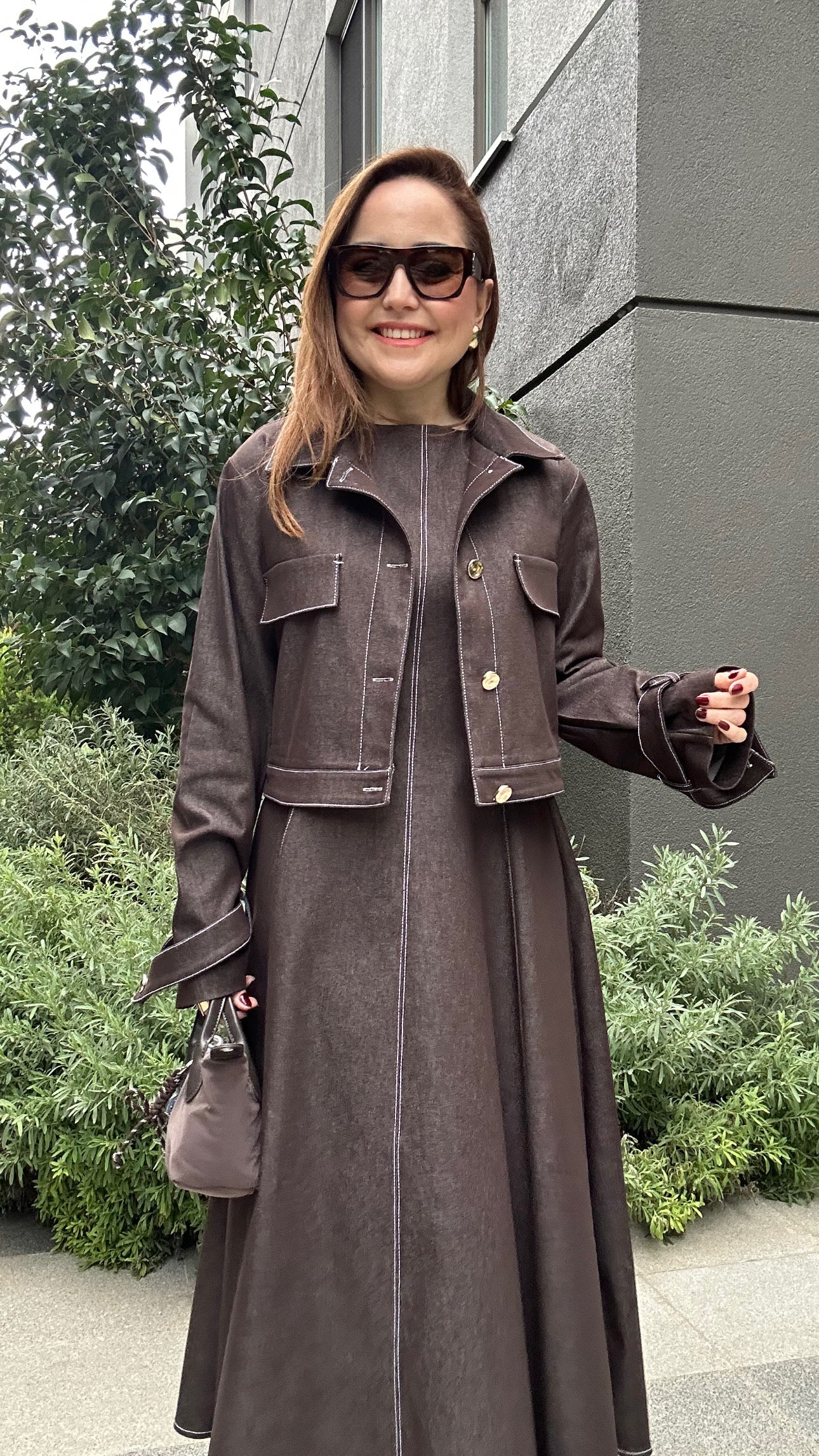 Brown Jeans Dress Set