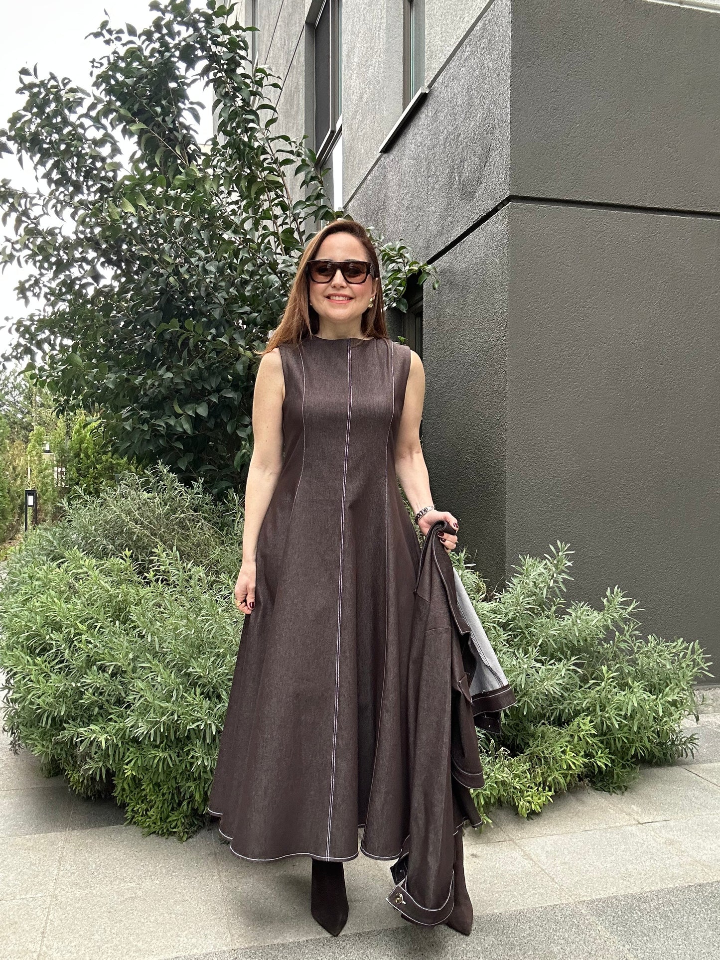 Brown Jeans Dress Set