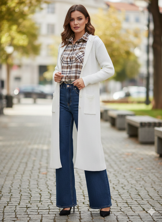 Long cardigan jacket - white