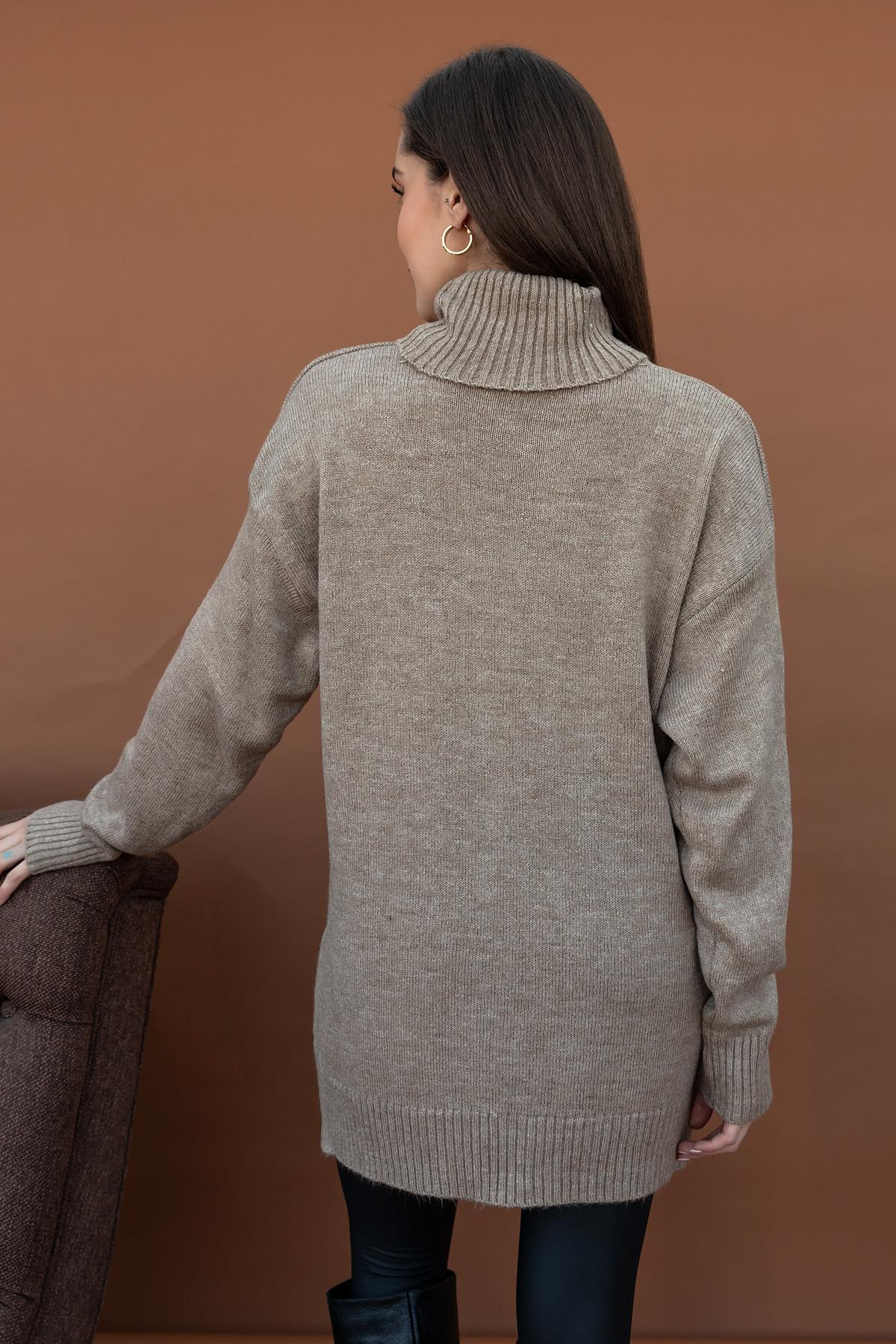 Beige Wool turtleneck Top