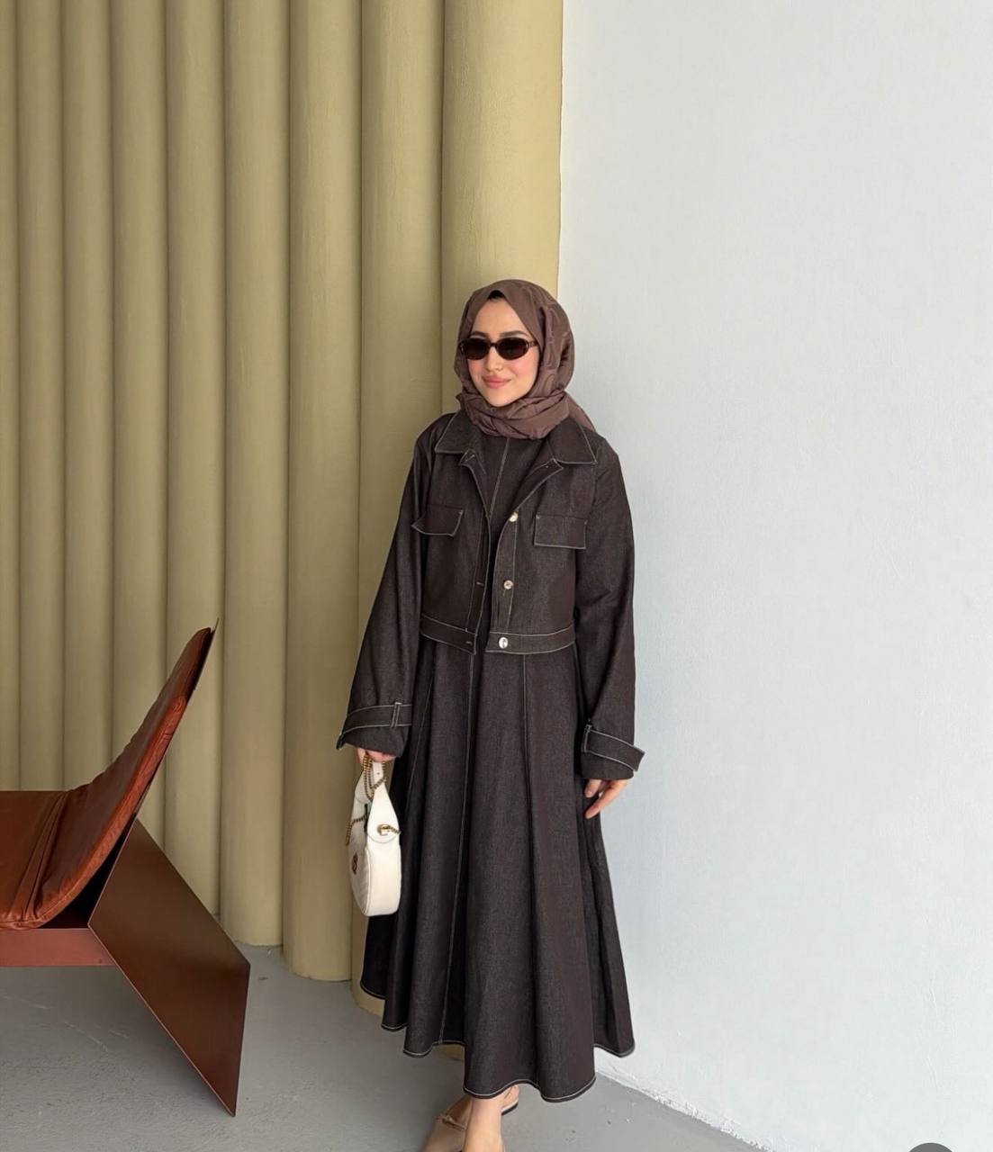 Brown Jeans Dress Set