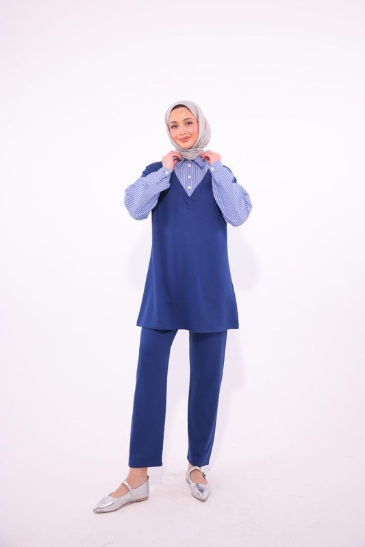 Casual Indigo Lines Set