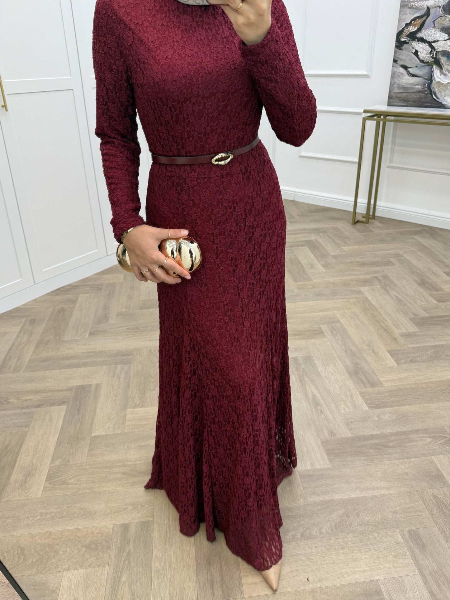 Burgundy Dentelle Dress