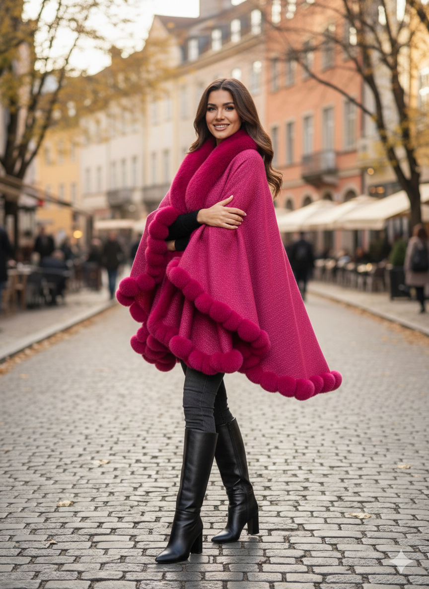 Magneta Fur Cape