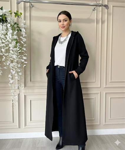 Black Long Zippered Hoodie