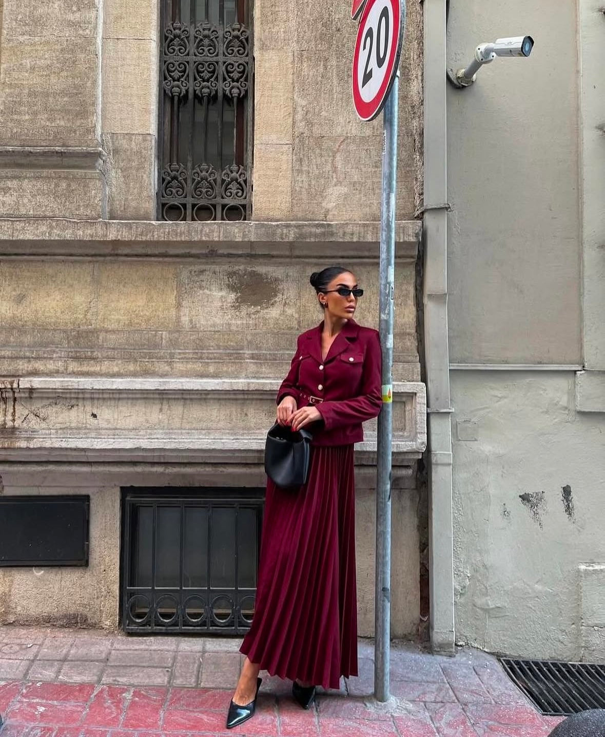 Valeria Burgundy Skirt Set