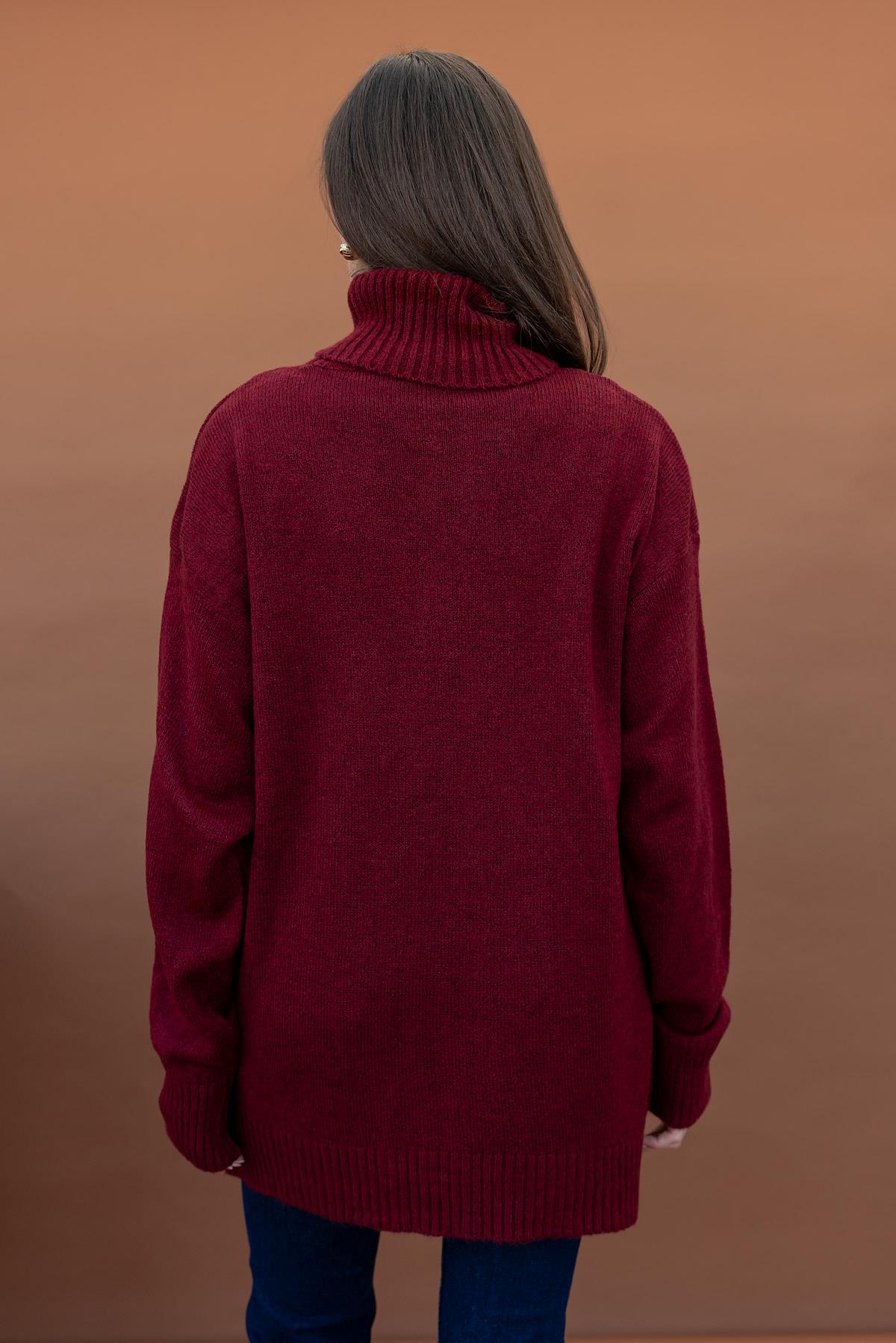Burgundy Wool Turtleneck Top