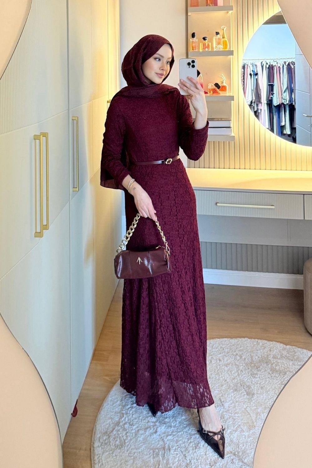 Burgundy Dentelle Dress