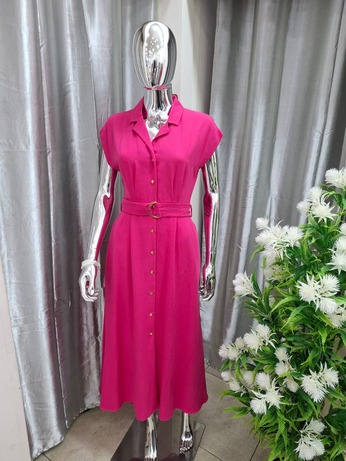 Fuchsia Linen Dress