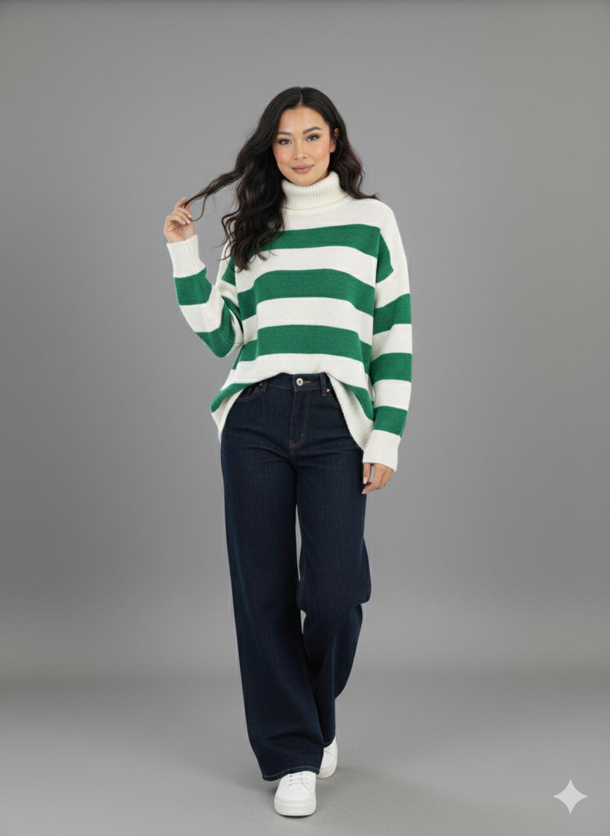 Green Lines Sweater
