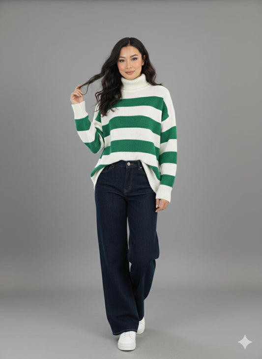 Green Lines Sweater