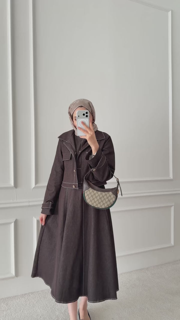 Brown Jeans Dress Set