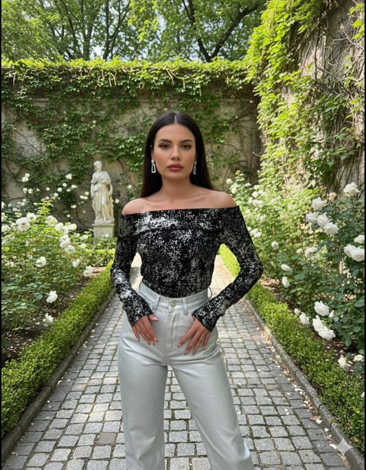 Black Silver gilded Top