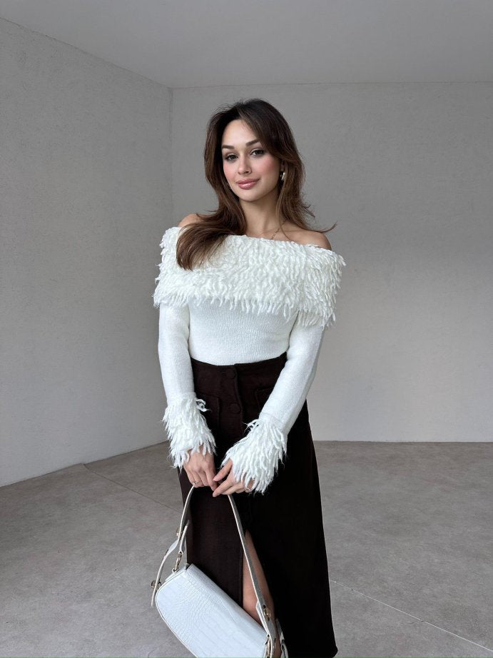 White Curls Off Shoulder Top