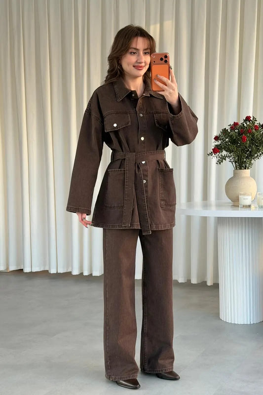 Brown Jeans Set