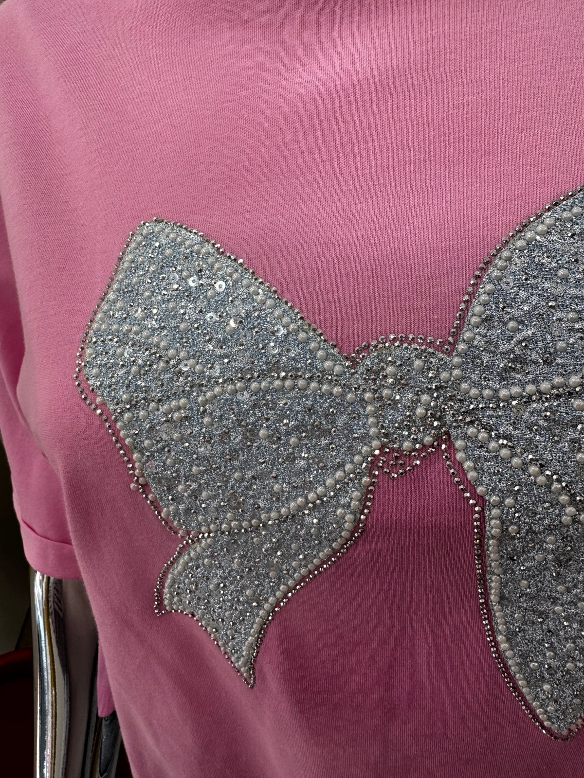 Pink sparkling Ribbon Top