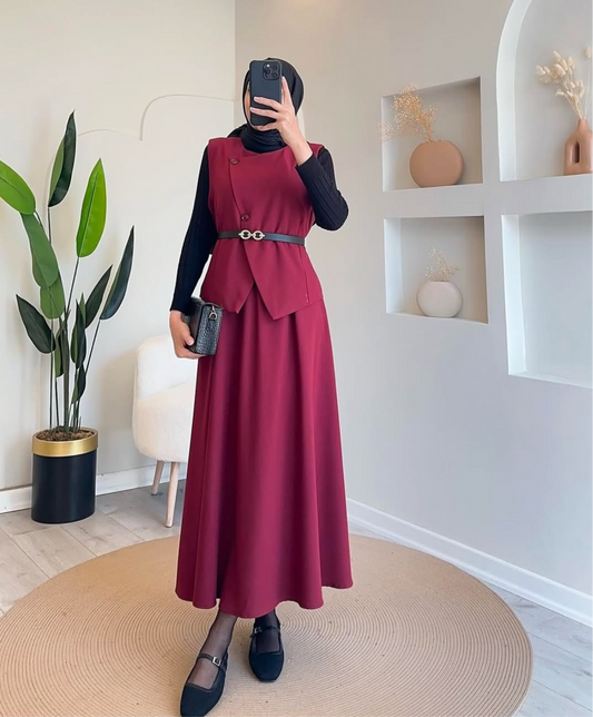 Burgundy Skirt Set - 2pcs