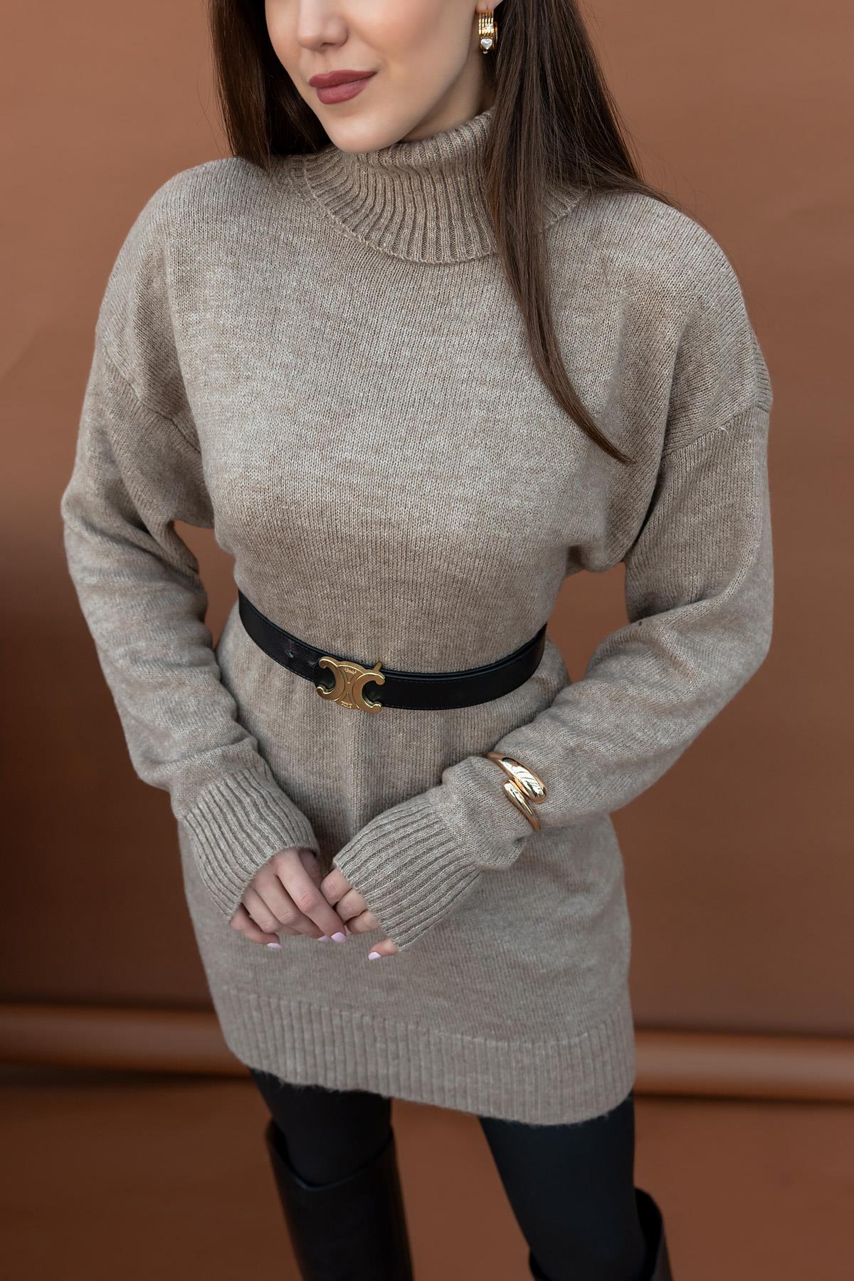 Beige Wool turtleneck Top