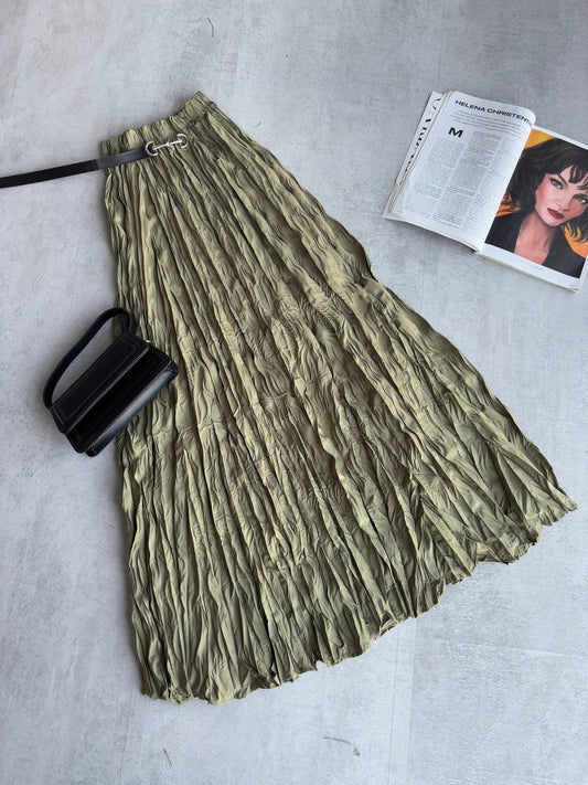 Wavy Kaki Skirt