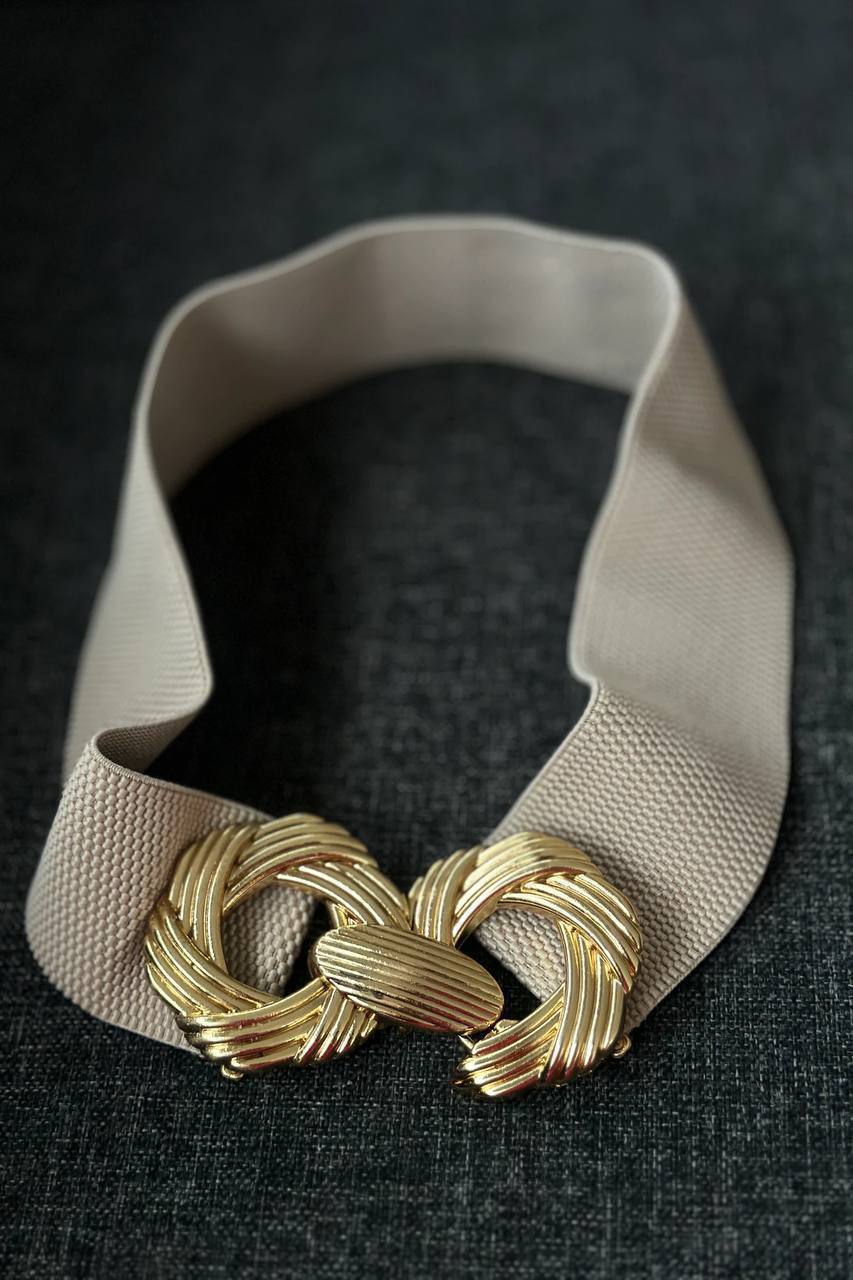 Beige lastic belt