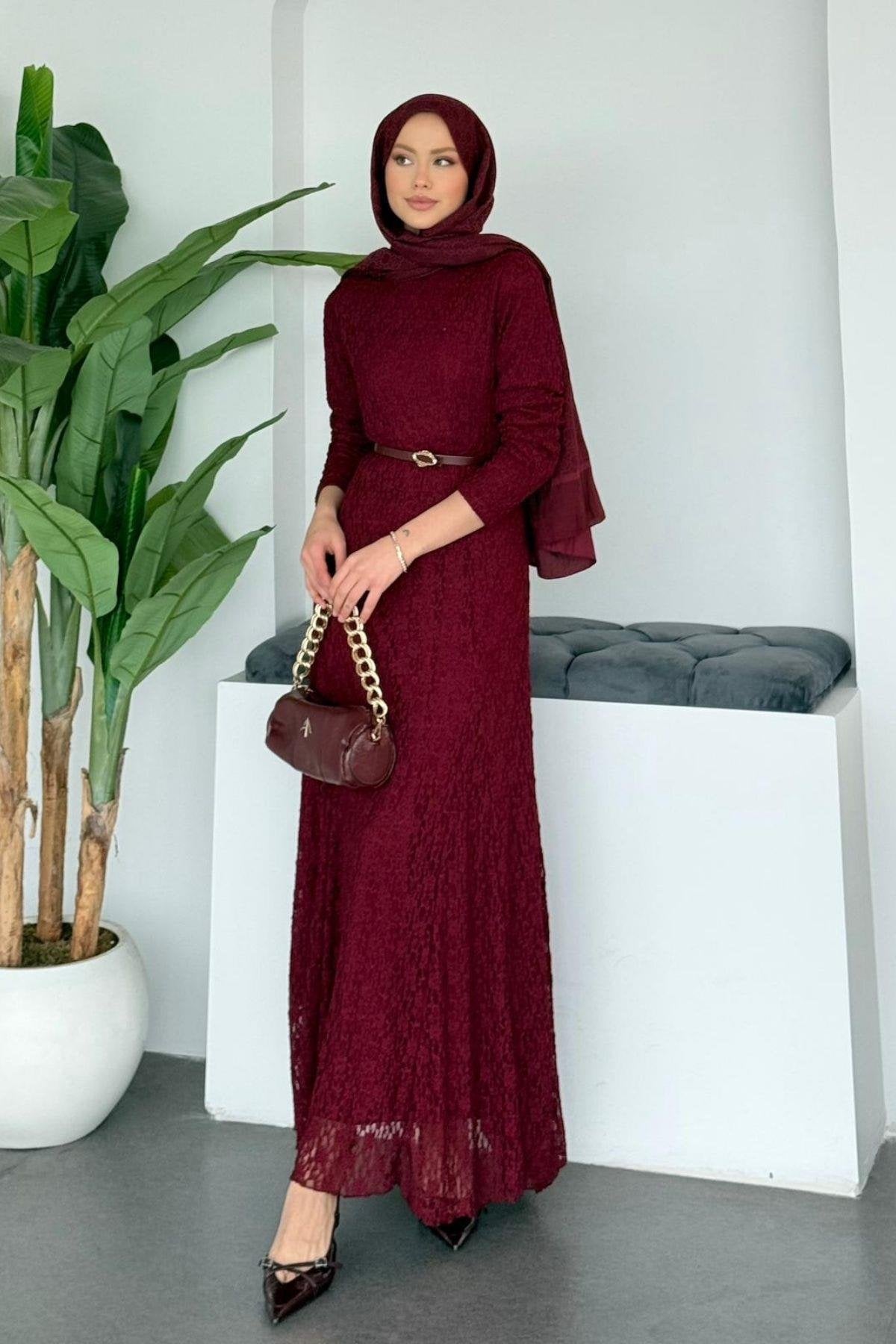 Burgundy Dentelle Dress