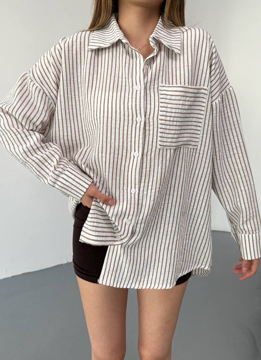 Linen Beige Lines Shirt