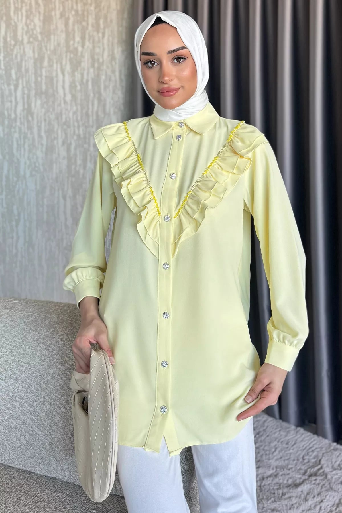 Pastel Yellow Ruffles Shirt