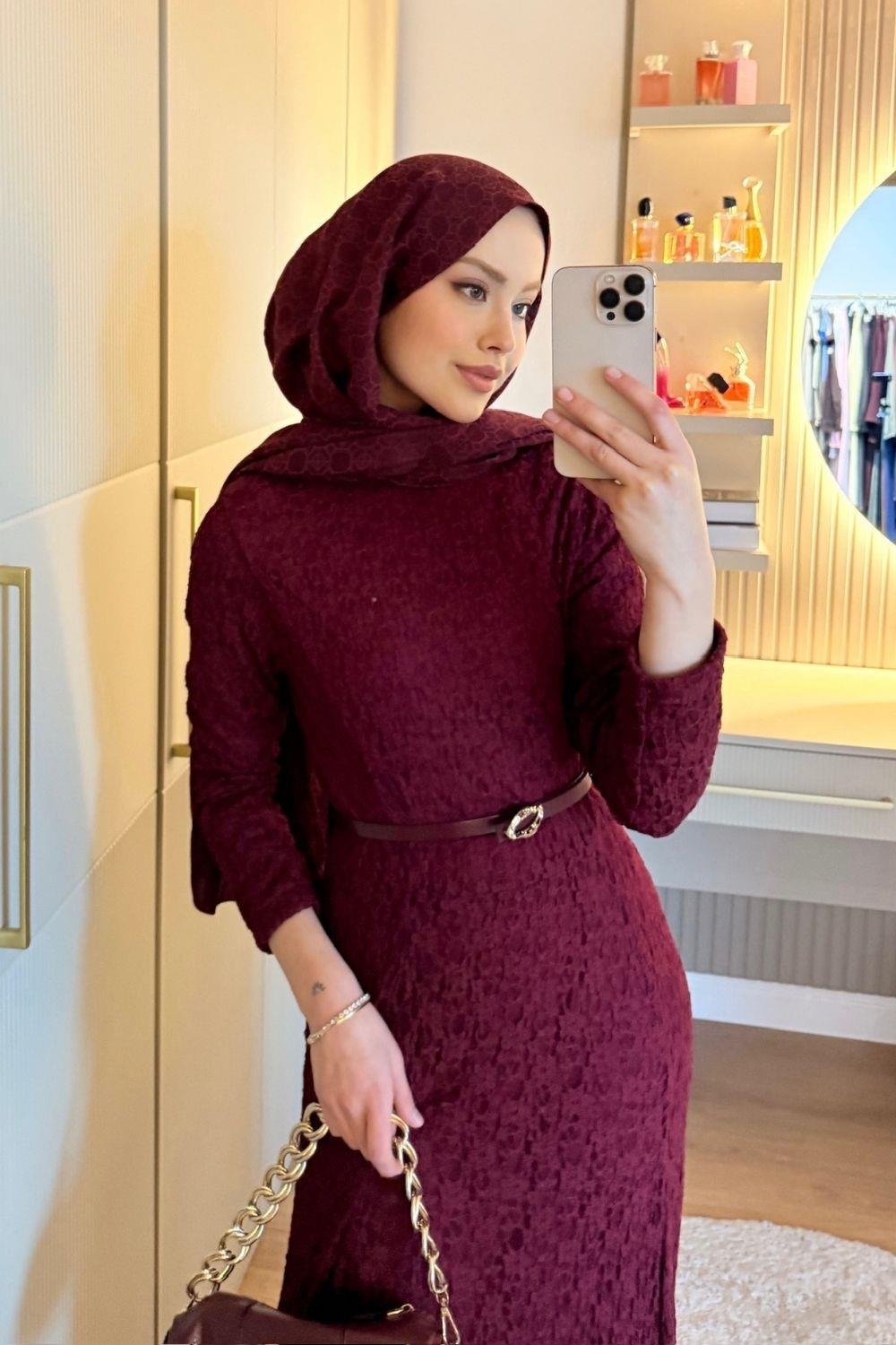Burgundy Dentelle Dress