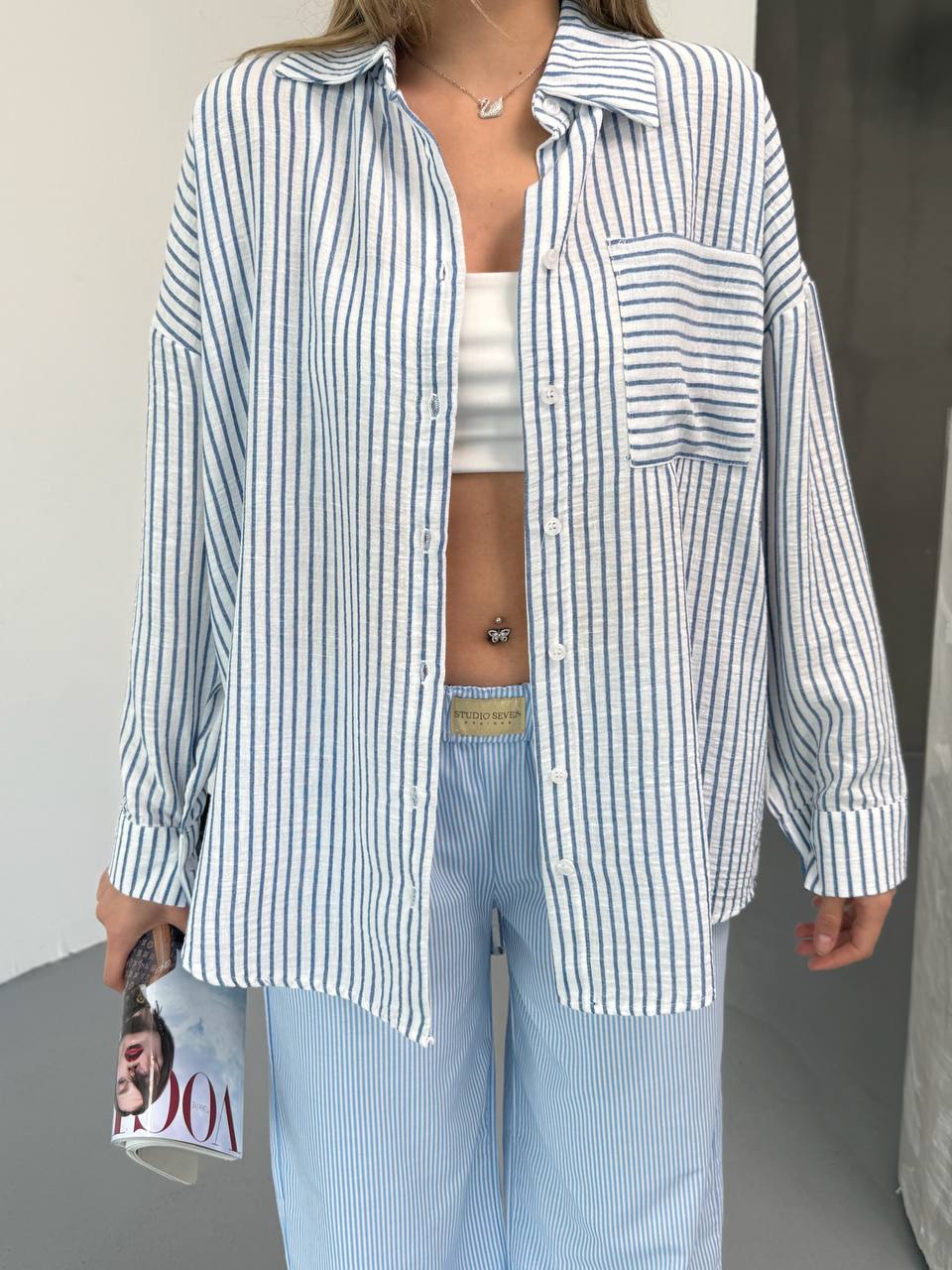 Linen Blue Lines Shirt