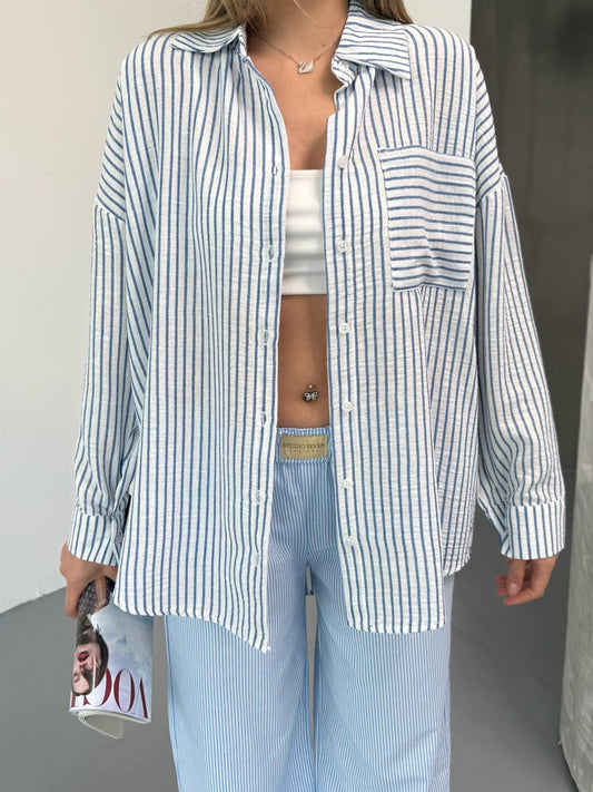 Linen Blue Lines Shirt