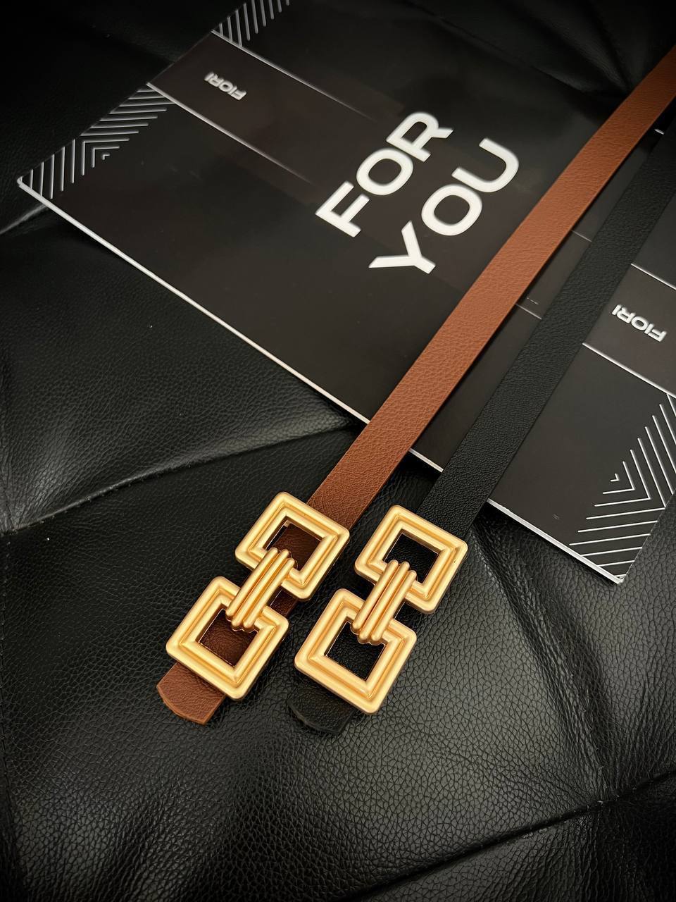 Squares belts -Brown