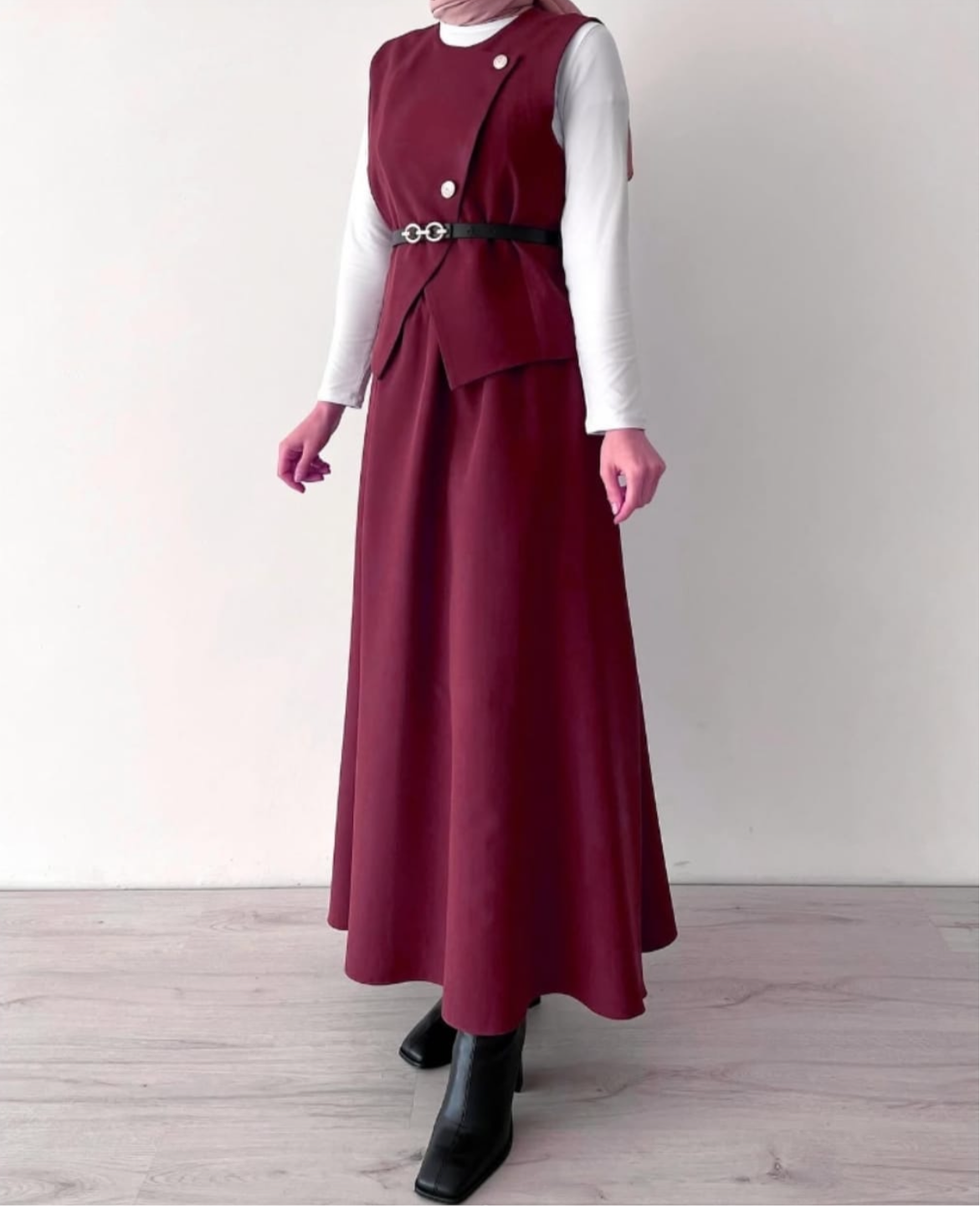 Burgundy Skirt Set - 2pcs