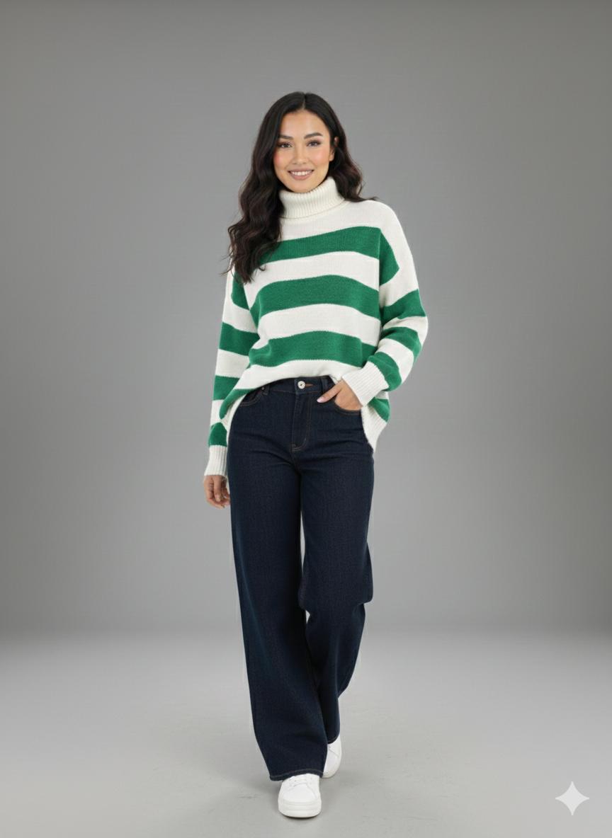 Green Lines Sweater