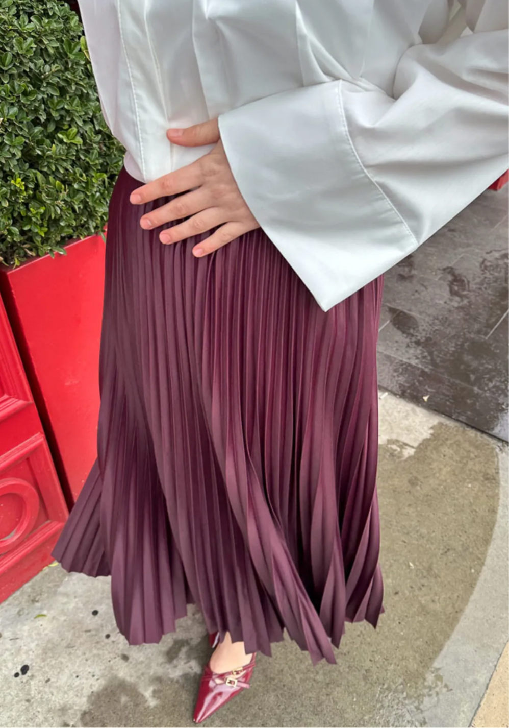 Burgundy Plisse Skirt