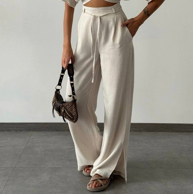 Beige Linen Pants