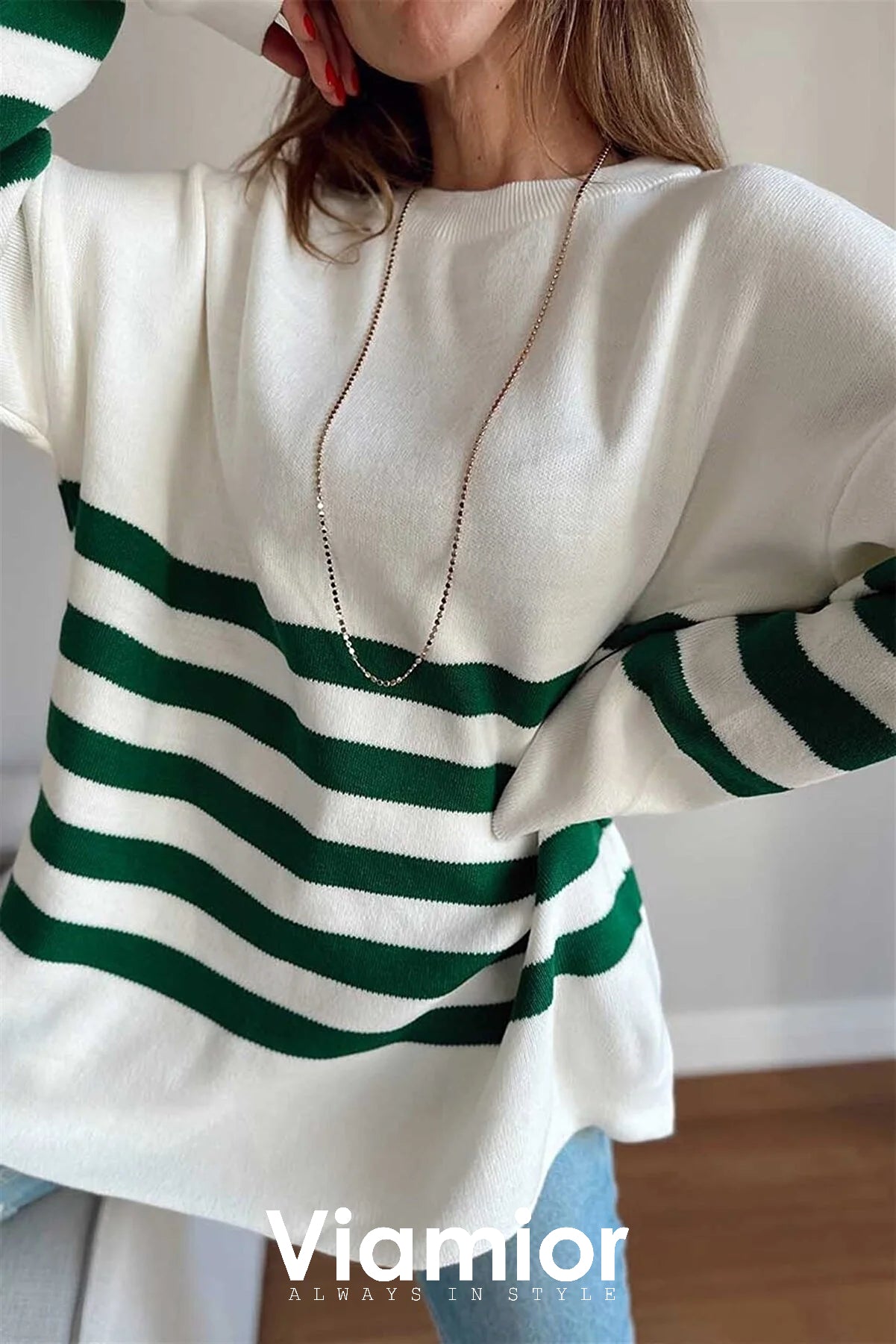 Oversize Green Lines Blouse