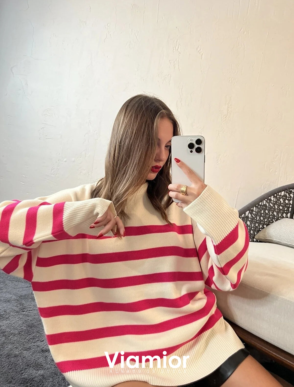 Oversize Pink Lines Blouse