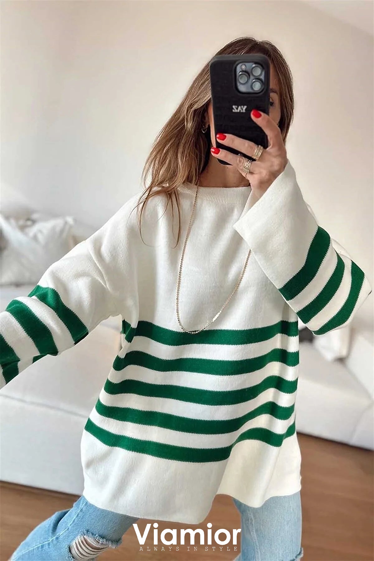 Oversize Green Lines Blouse