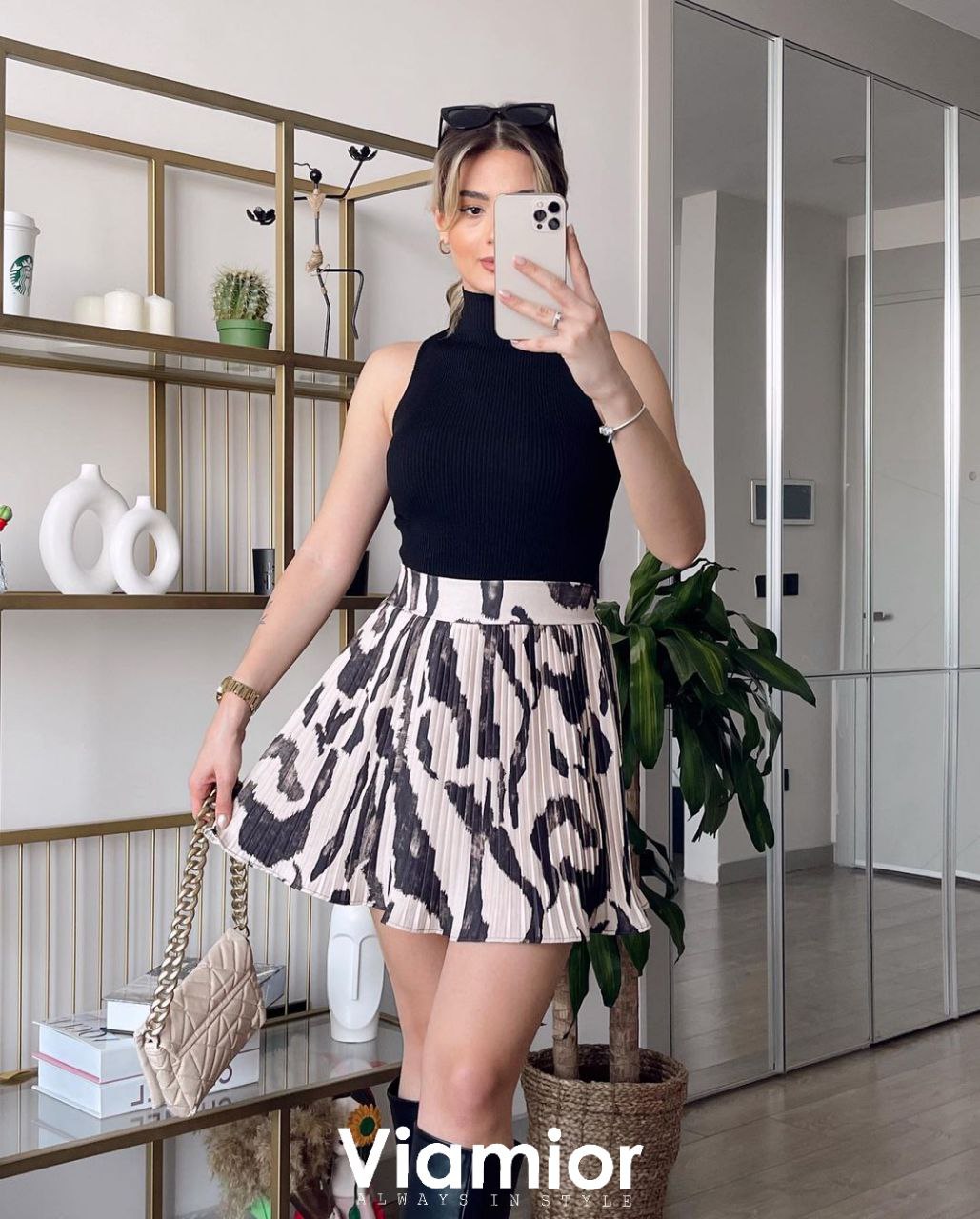 Zebra Plisse Skort